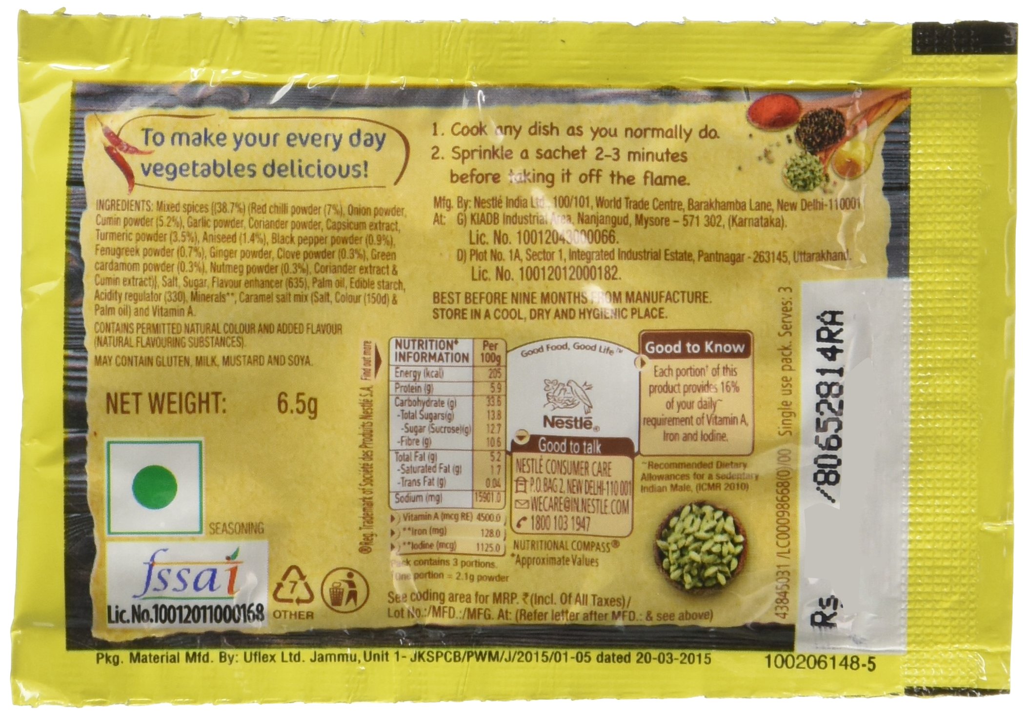 Maggi Masala-Ae-Magic Seasoning, Vegetable Masala - 72G Pouch (12 Sachet) – view 2