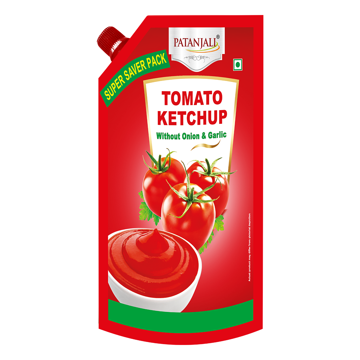 950 g pouch of Patanjali tomato ketchup without onion and garlic