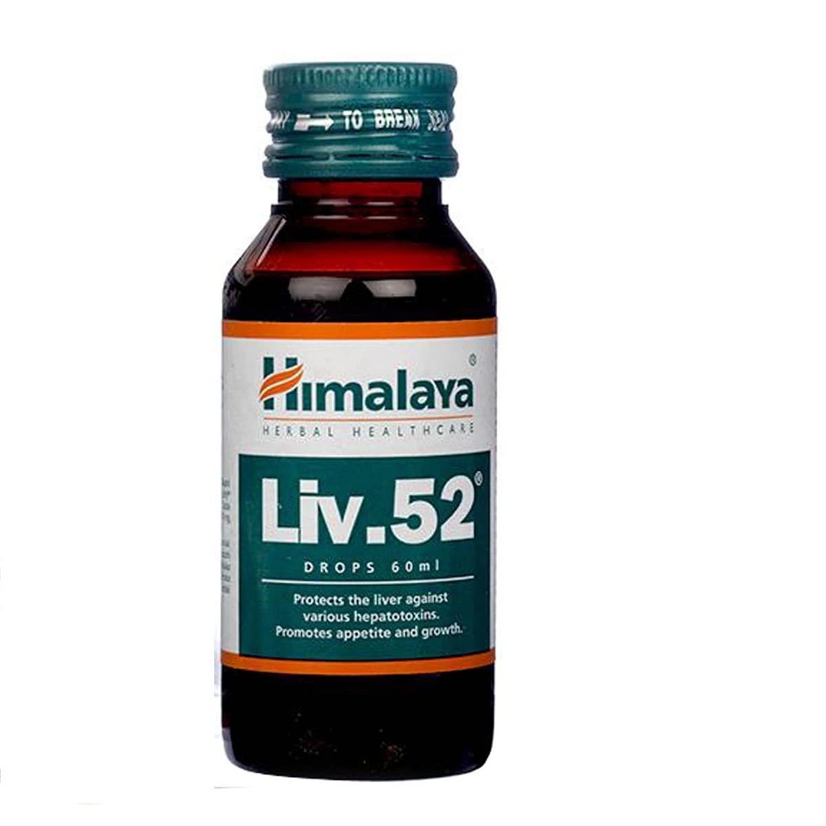 Front view of Himayala Liv.52 drops 60 ml bottle