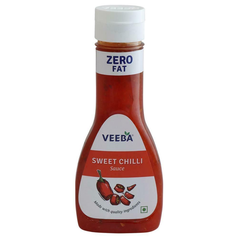 Front view of Veeba Sweet Chilli Hot Sauce bottle 350 g
