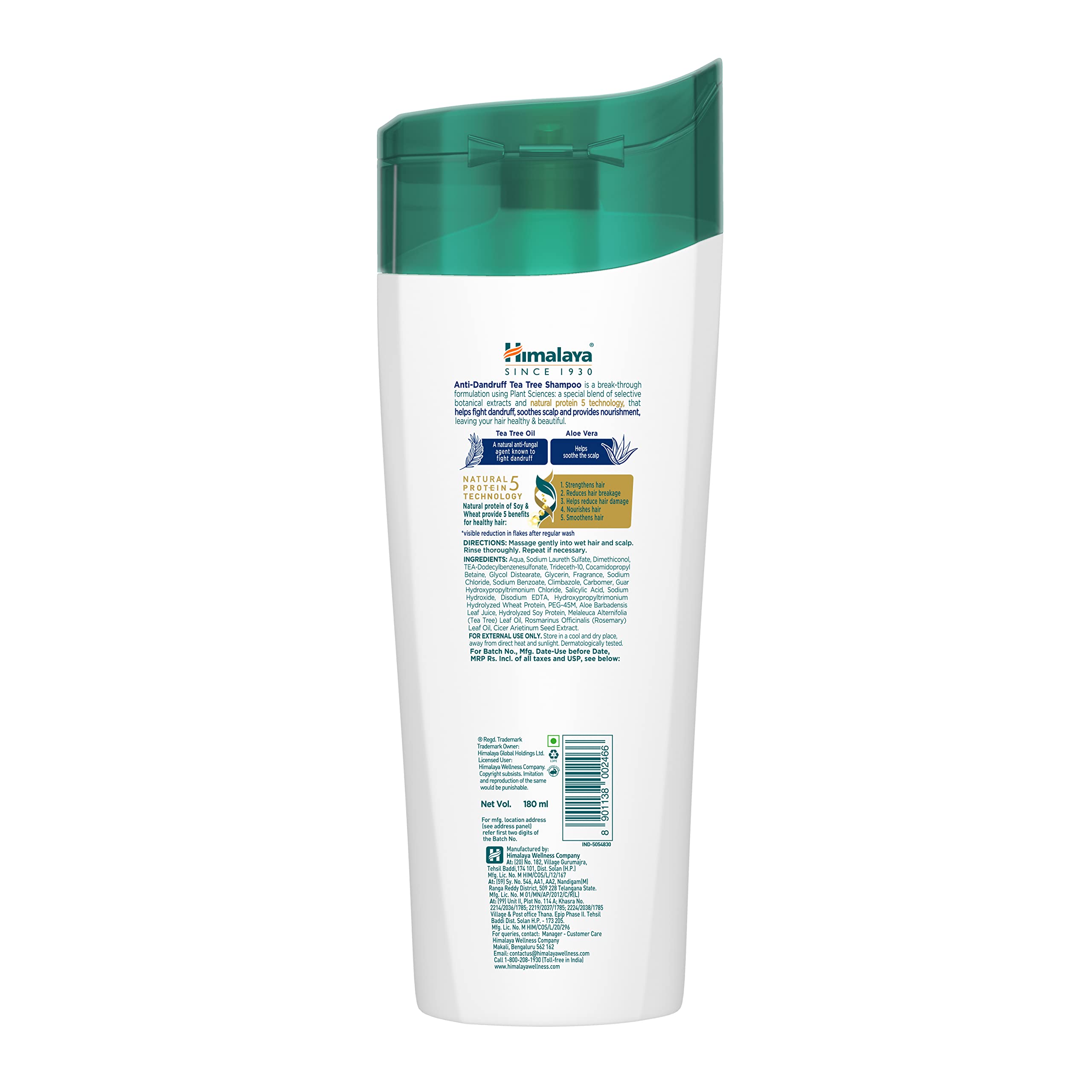 Himalaya Anti-Dandruff Tea Tree Shampoo, Removes up to 100% Dandruff, Soothes Scalp & Nourishes Hair, with Tea Tree oil and Aloe Vera, for men and women, 180ml – view 9