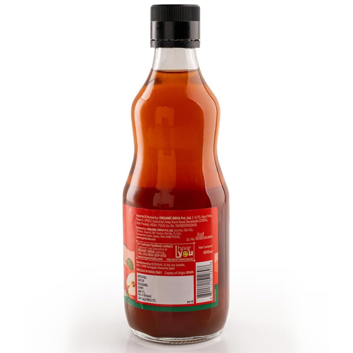 A TATA Product - Organic India Apple Cider Vinegar 250ml, With Mother of Vinegar, Raw & Unfiltered, Extracted from Spanish Red Apples, Lab Tested on 250+ Parameters (500 ml) – view 7
