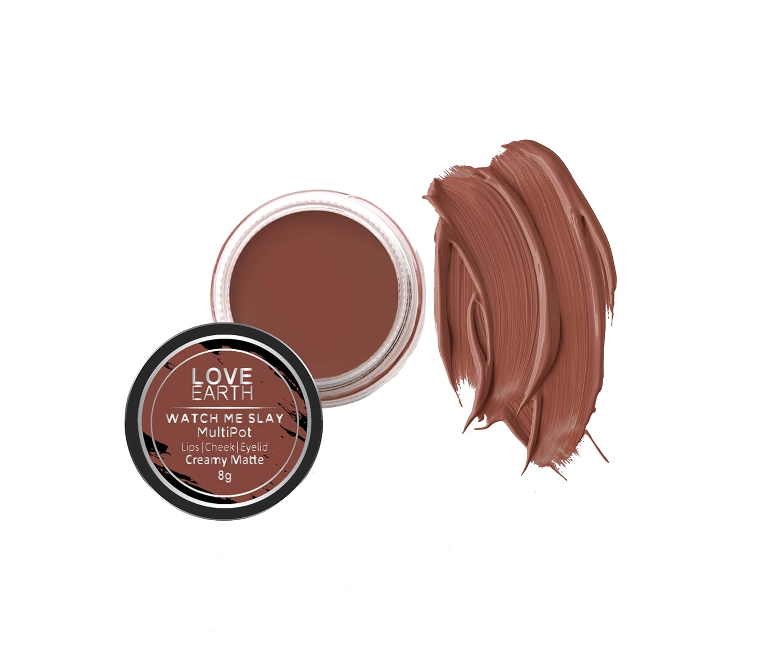 Love Earth Caramel Brown multipot for lips, cheeks, and eyelids