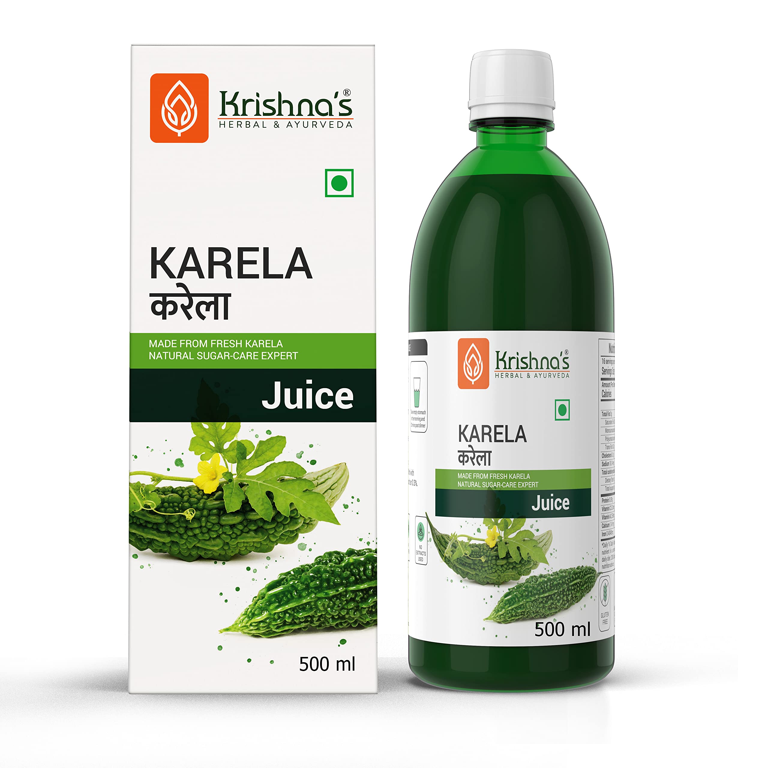 500 ml bitter gourd juice bottle with Krishna's label