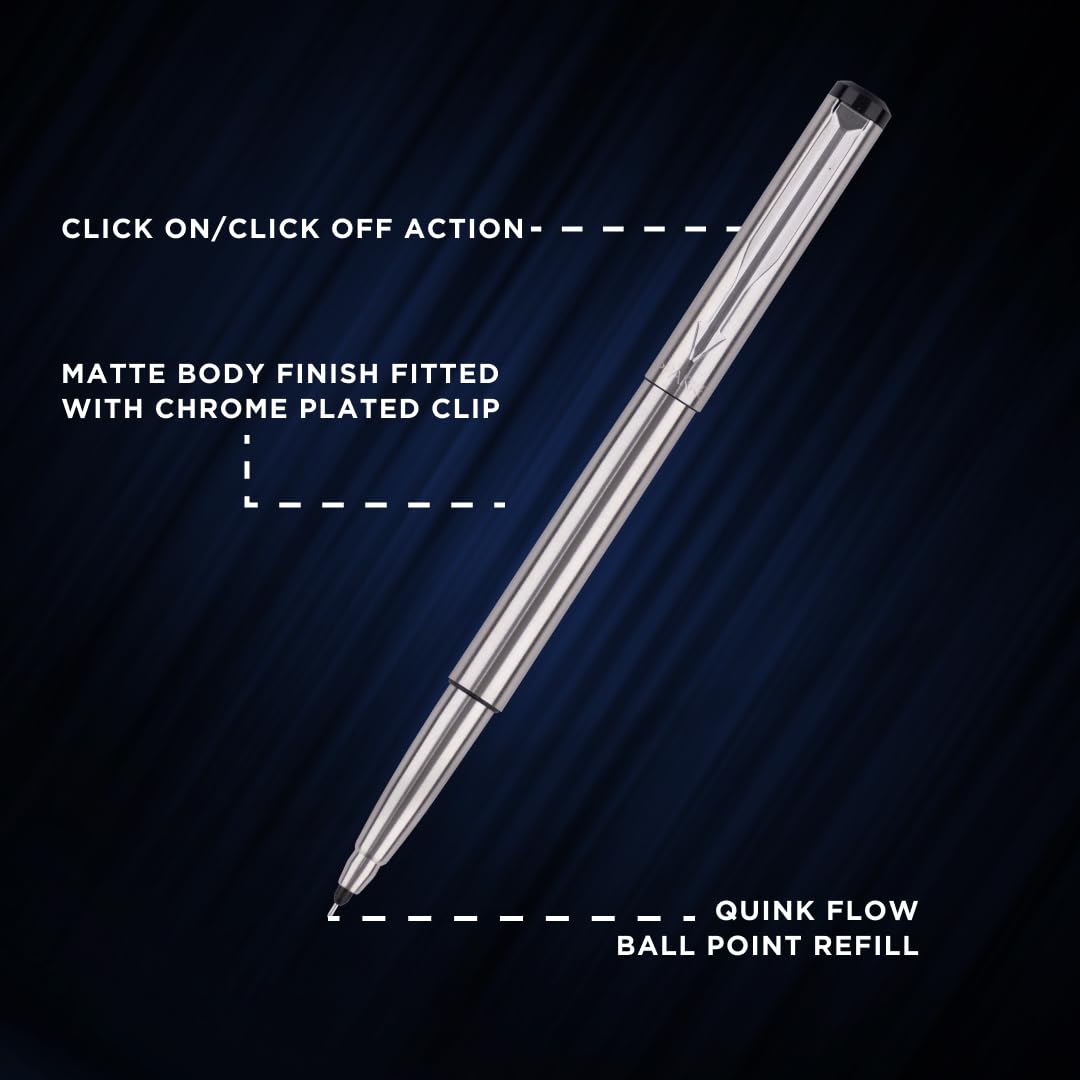 Parker Vector Stainless Steel Chrome Trim Roller Ball Pen – view 3