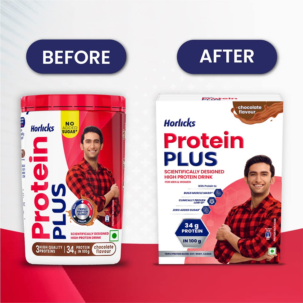 Horlicks Protein Plus Chocolate Protein Drink for Adults, 400g Container – view 3