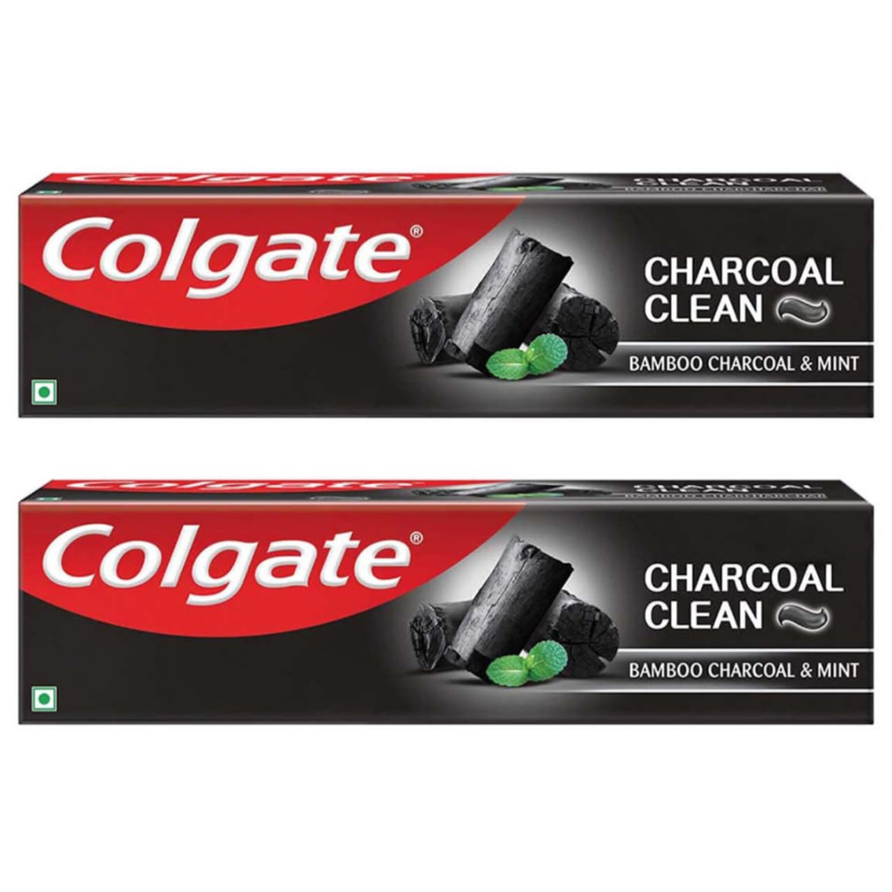 Colgate bamboo charcoal mint toothpaste black gel saver pack front view
