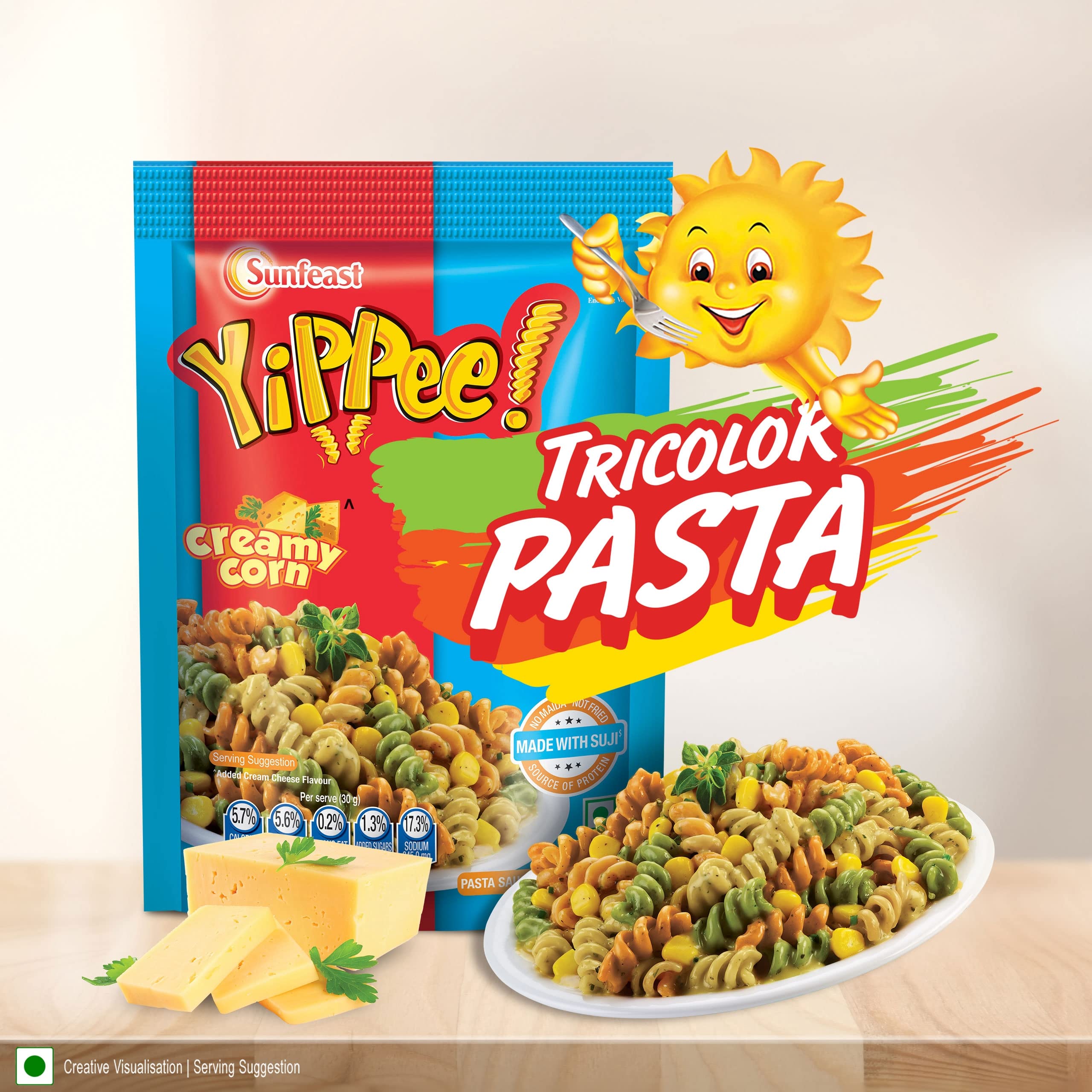 Sunfeast YiPPee! Tricolor Instant Pasta, Creamy Corn, 65g – view 3