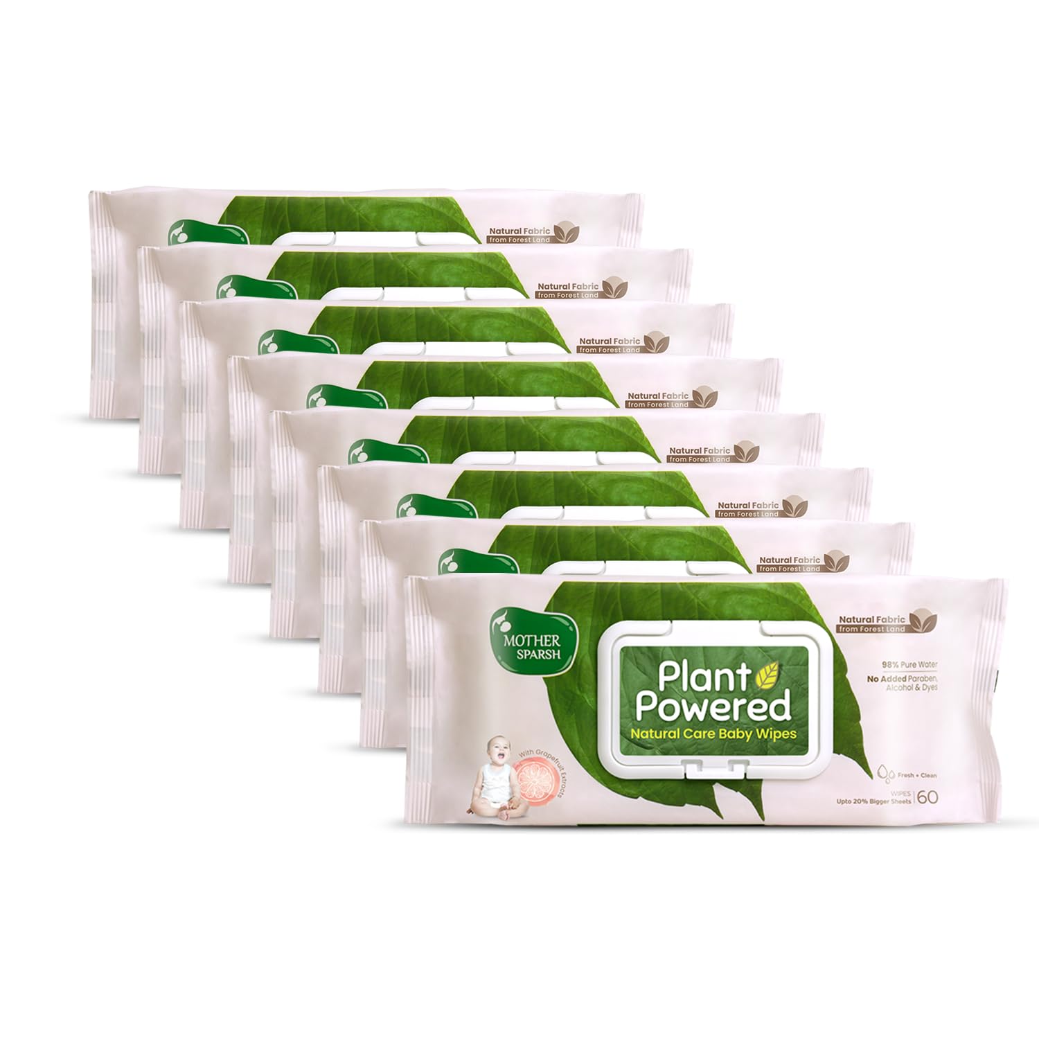 Mother Sparsh baby wipes grapefruit variant in eight pouch pack