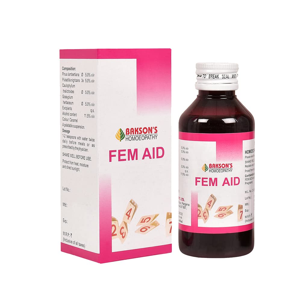 Bakson Fem Aid Tonic Syrup bottle pack with two 115 ml bottles