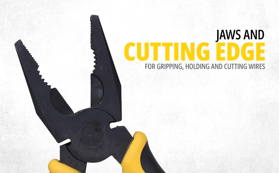 STANLEY 70-482 8'' Sturdy Steel Combination Plier with Anti-Rust properties for gripping, holding and cutting wires, YELLOW & BLACK – view 4