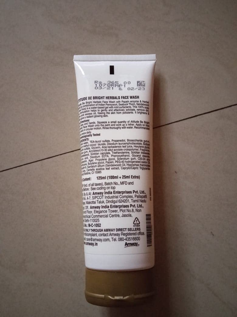 Amway Attitude Be Bright Herbals Exfoliating Face Wash, 100ml Pack – view 2