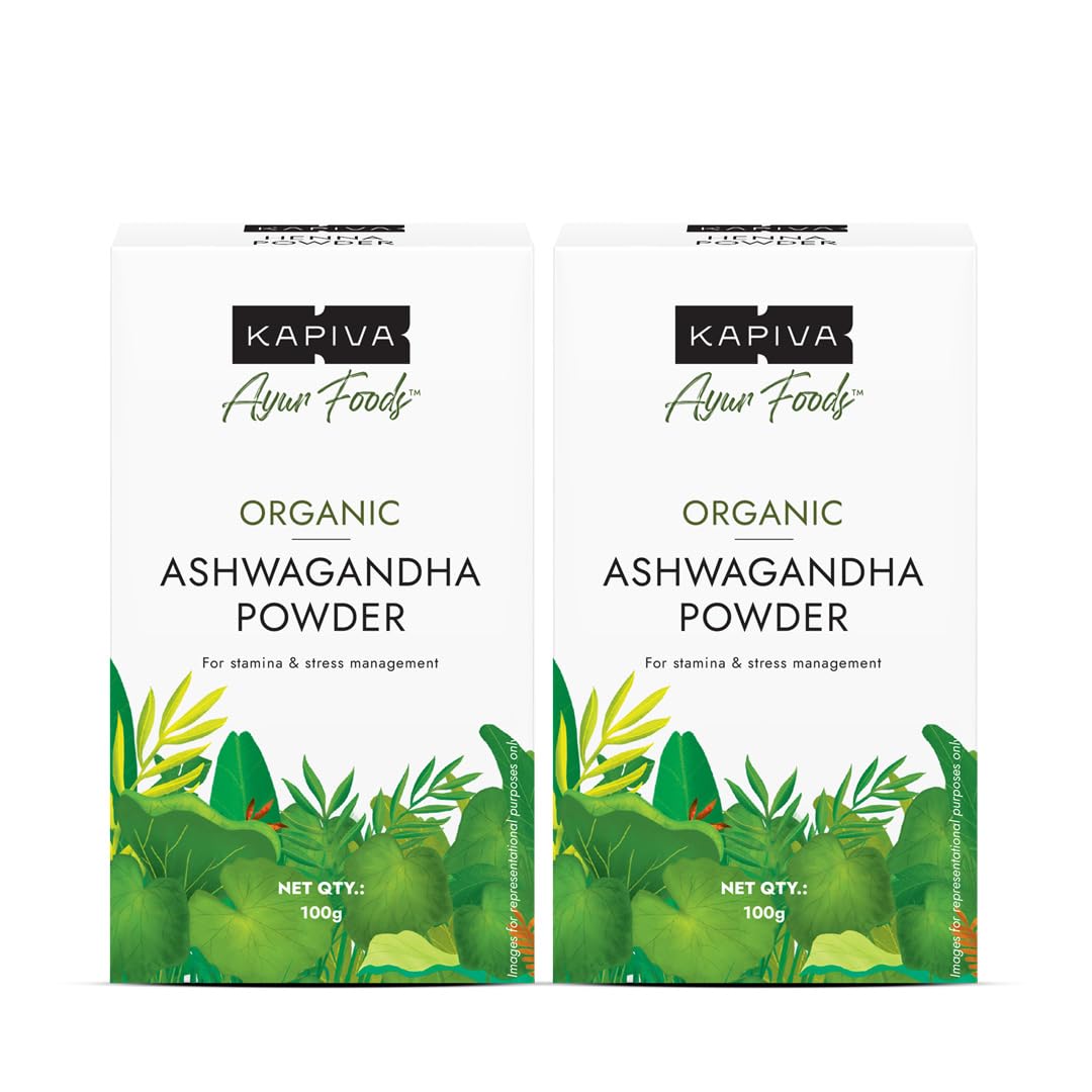 Kapiva unflavoured organic ashwagandha powder boxed pack of 2
