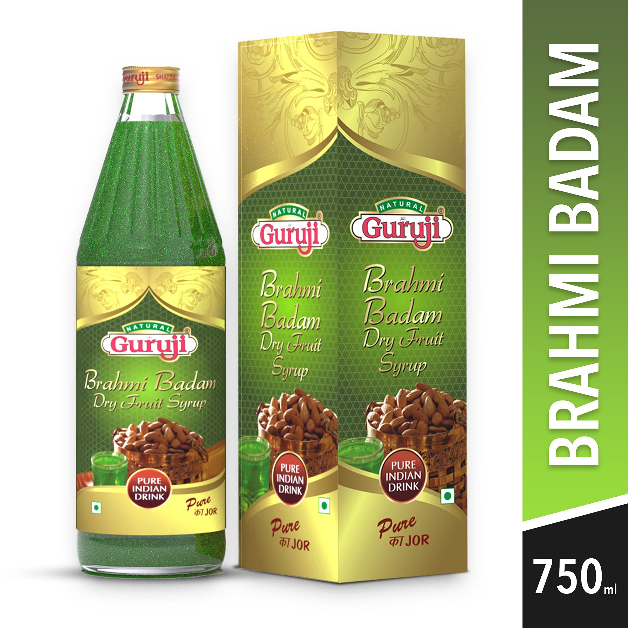 Jai Guruji Brahmi Badam Dry Fruit Syrup Sharbat, Instant Refreshing Drink For Summer (Mix With Milk Only) 750Ml - Instant – view 2