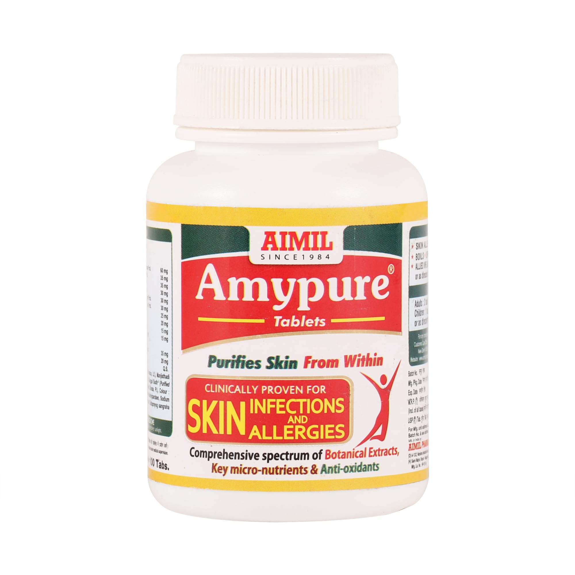 AIMIL Amypure Ayurvedic blood purifier tablets bottle pack