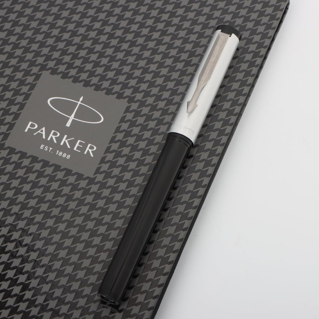 Parker Gift Set - (Parker Beta Premium Chrome Trim Roller Ball Pen with Houndstooth Print Parker Notebook) – view 4