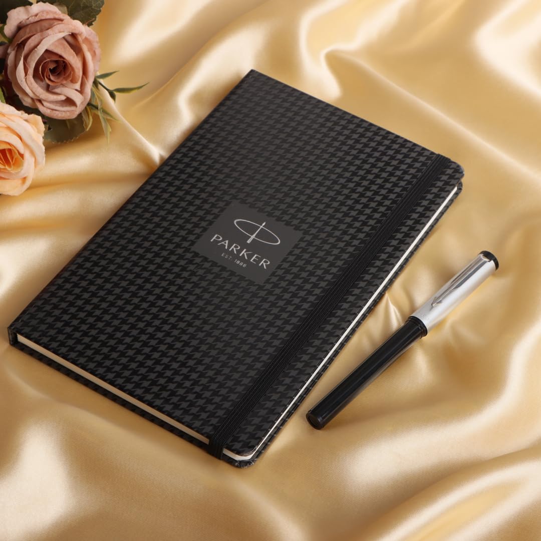 Parker Gift Set - (Parker Beta Premium Chrome Trim Roller Ball Pen with Houndstooth Print Parker Notebook) – view 5