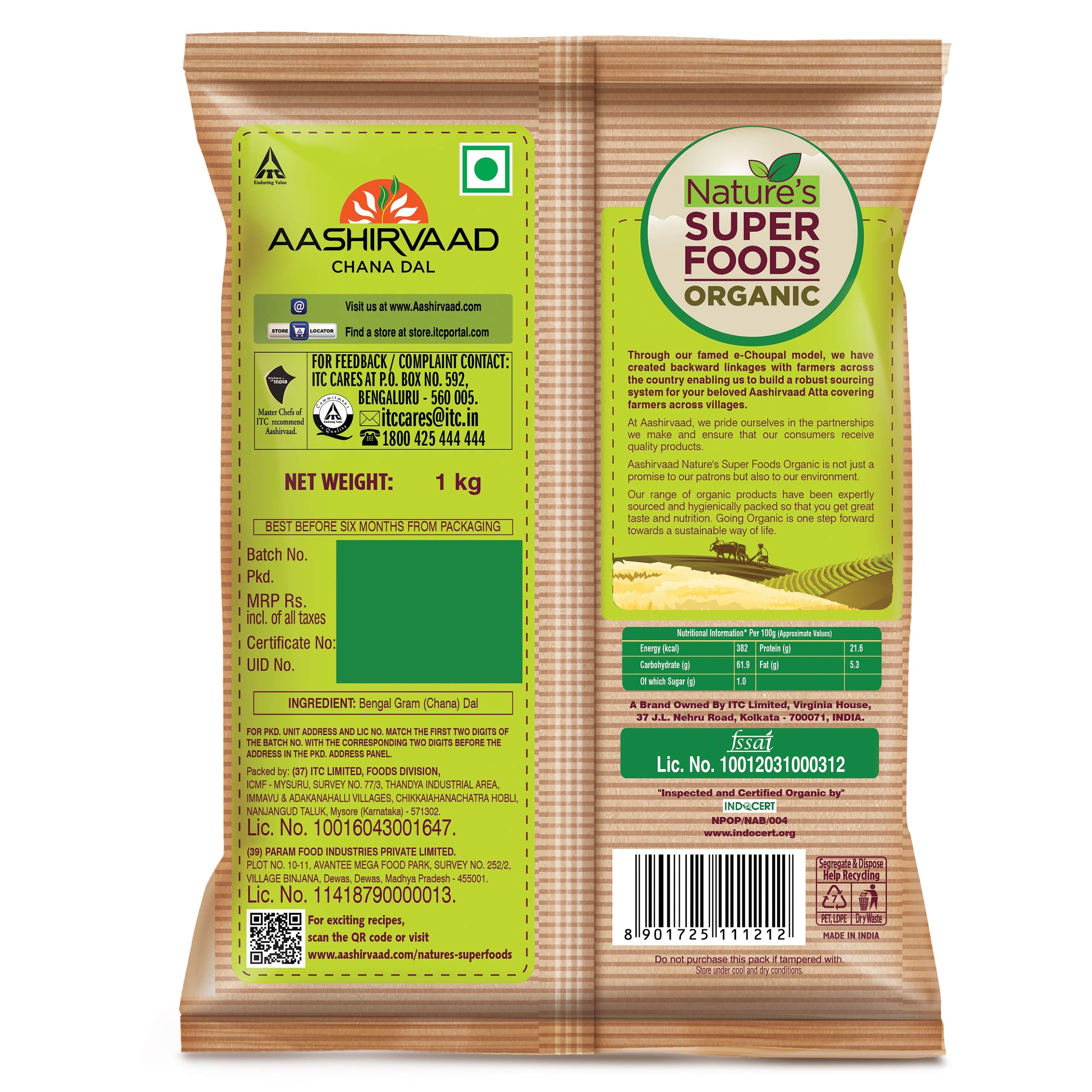 Aashirvaad Organic Urad Dal Split, 1 Kg & Aashirvaad Nature's Super Foods Organic Chana Dal Pouch, 1 kg – view 6