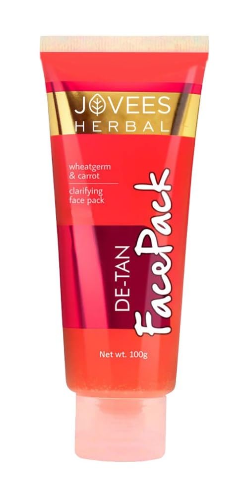 Jovees Herbal De-Tan Face Pack | Contains Wheat Germ and Carrot | For Tan Removal and Skin Revitalization | Bright and Glowing Skin | 100% Herbal | Paraben And Alcohol Free | 100gm