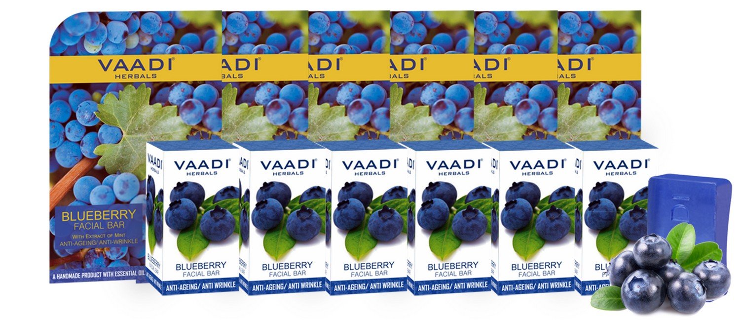 Vaadi Herbals Super Value Pack of Blueberry Facial Bars with Extract of Mint, 25gm x 6 – view 2