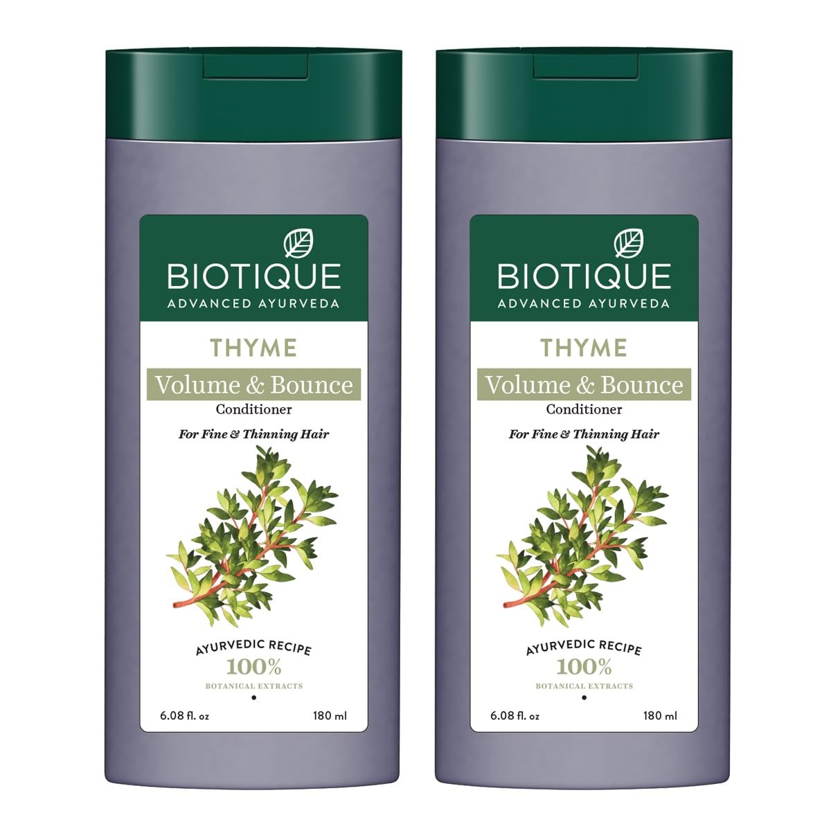 Peppermint thyme volume conditioner twin bottle pack by Biotique