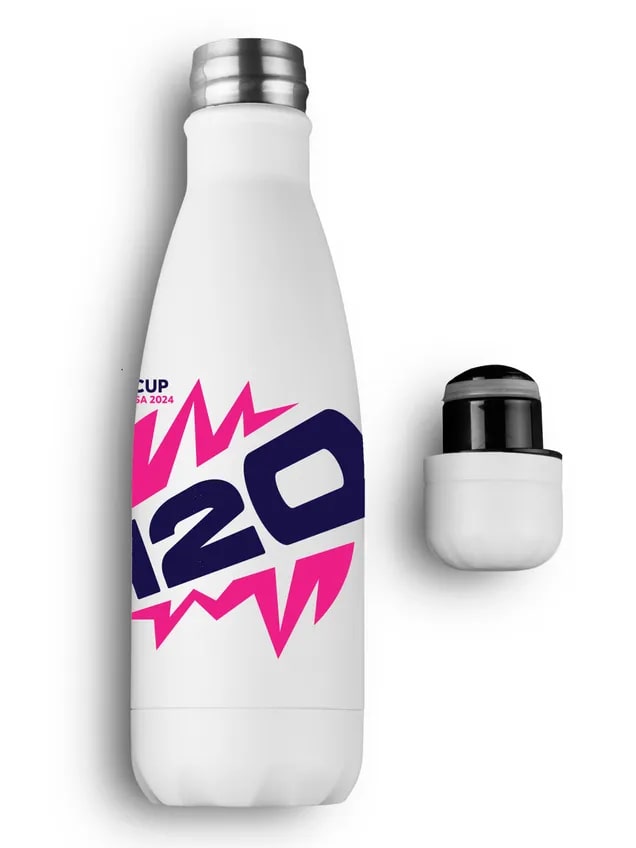 ICC Men's T20 WC-24 Pink & Navy Printed Double Walled Stainless Steel Vaccum Insulated Flask Water Bottle 500 ML – view 2