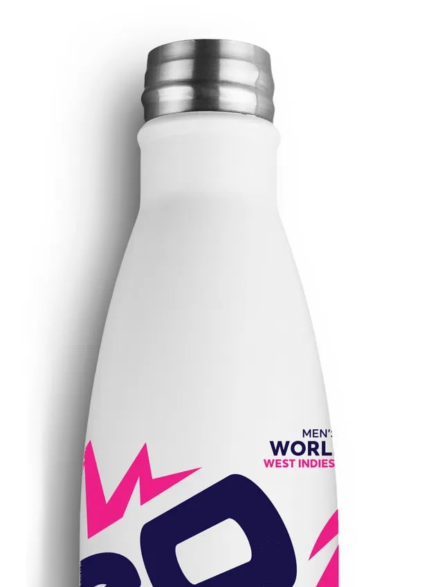 ICC Men's T20 WC-24 Pink & Navy Printed Double Walled Stainless Steel Vaccum Insulated Flask Water Bottle 500 ML – view 3