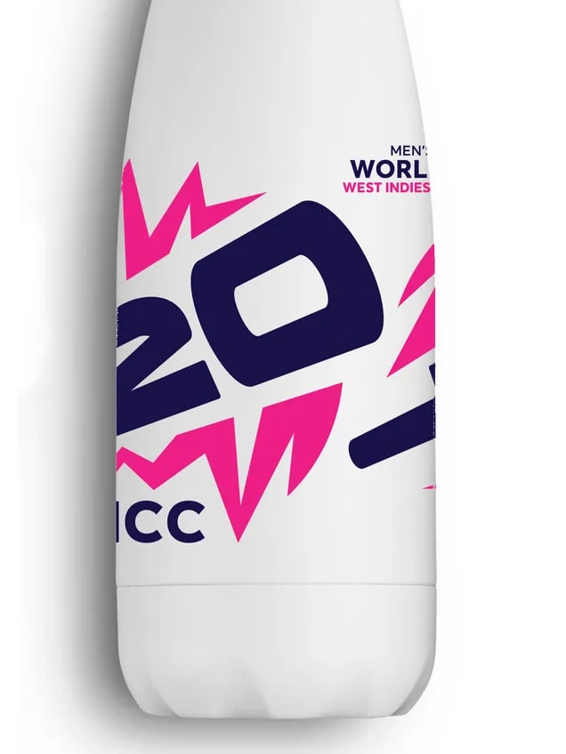 ICC Men's T20 WC-24 Pink & Navy Printed Double Walled Stainless Steel Vaccum Insulated Flask Water Bottle 500 ML – view 5