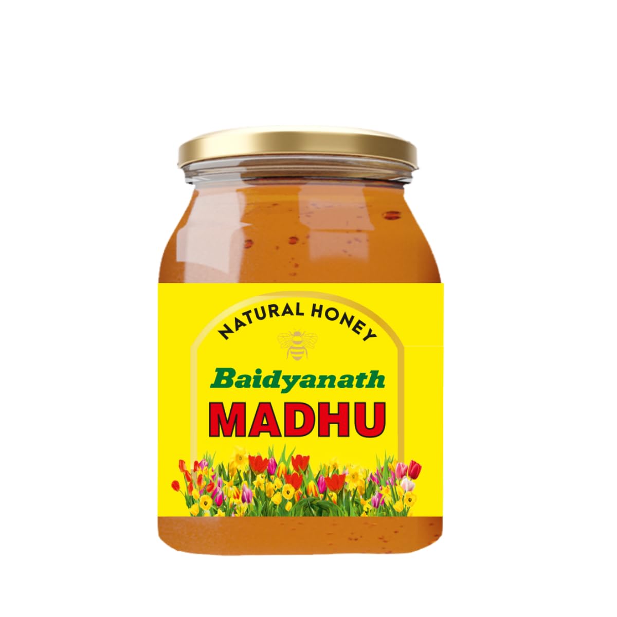 Baidyanath natural honey 500g jar with smooth golden honey