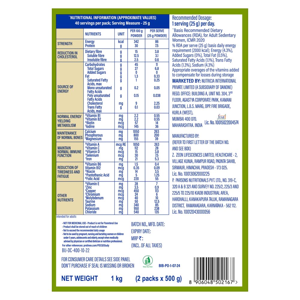 Protinex Diabetes Care (Creamy Vanilla Flavor, 1 Kg, BIB) Scientifically Designed Formula to help support Blood Sugar Control and Reduction in Cholesterol, 1 count, 40 servings – view 2