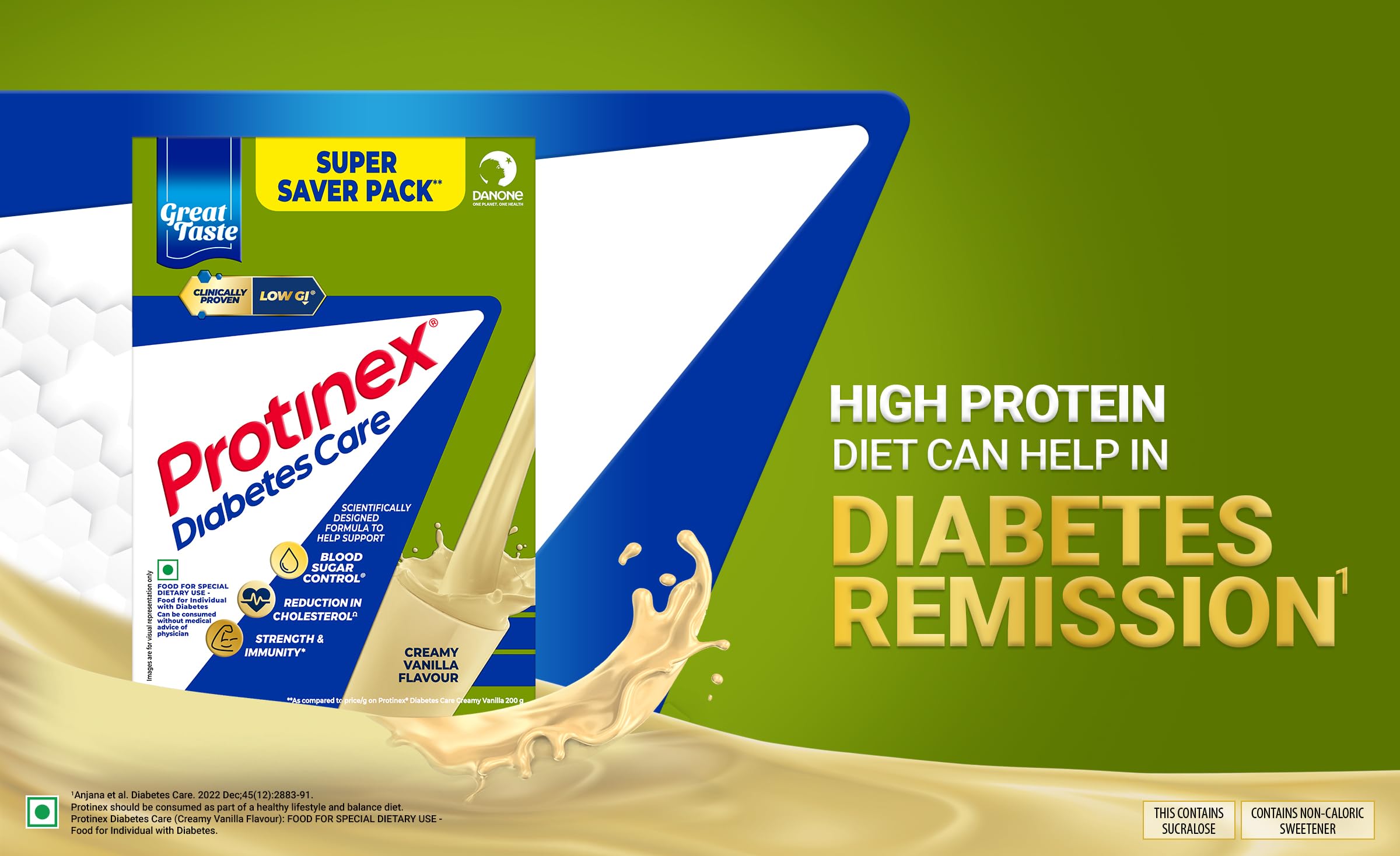 Protinex Diabetes Care (Creamy Vanilla Flavor, 1 Kg, BIB) Scientifically Designed Formula to help support Blood Sugar Control and Reduction in Cholesterol, 1 count, 40 servings – view 5
