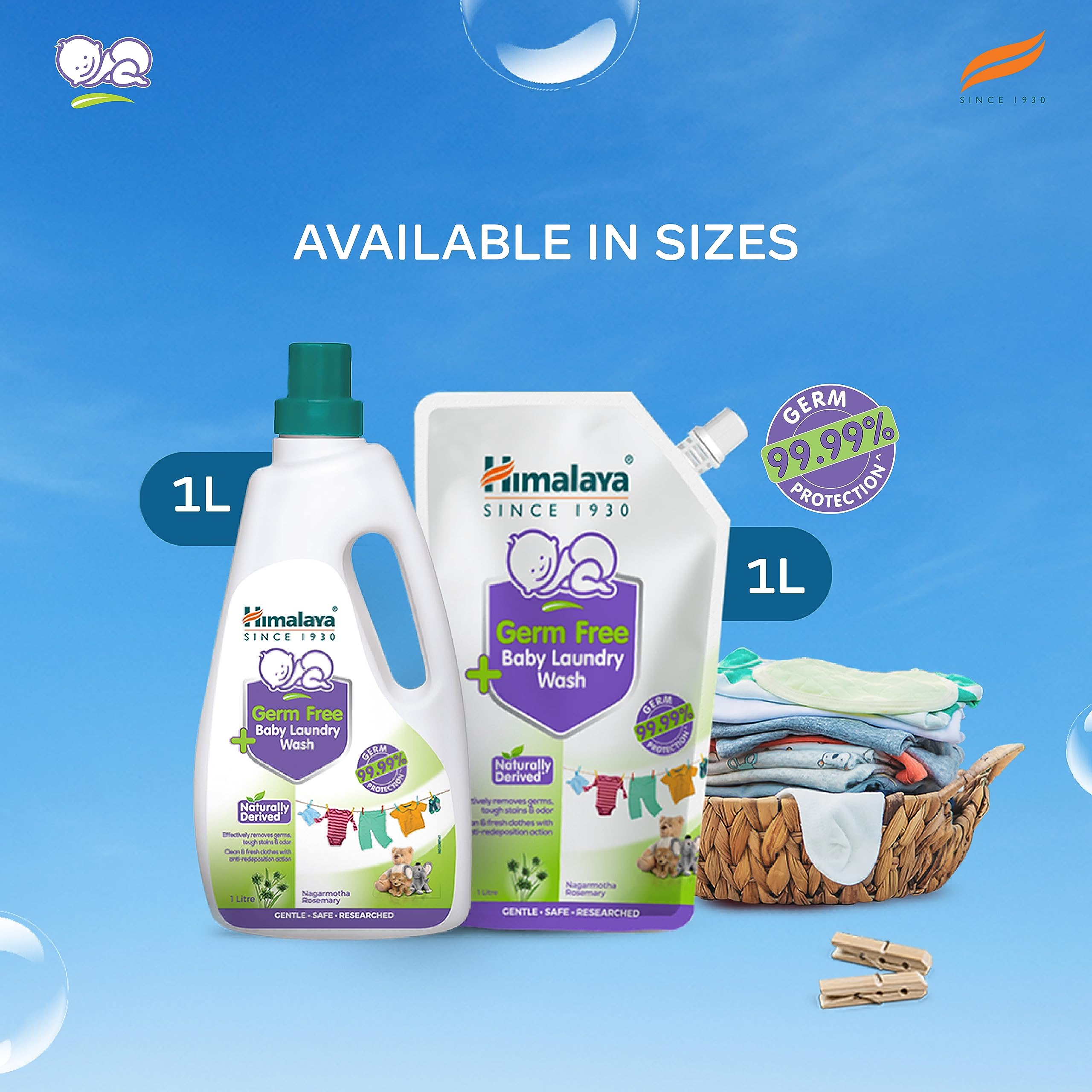 Himalaya Germ Free Baby Laundry Wash 1 L Pouch Liquid, White, (7004801) – view 7