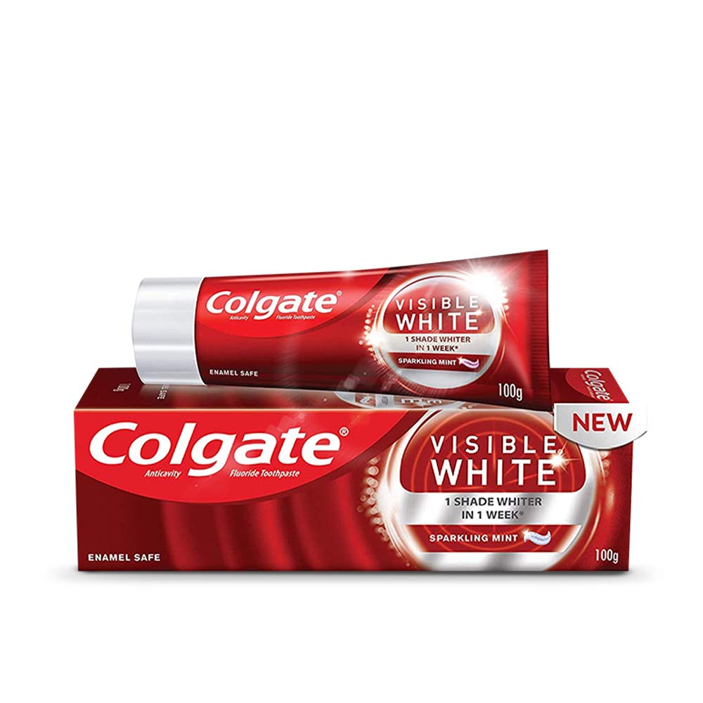 Colgate Visible White 100 g whitening toothpaste front pack shot