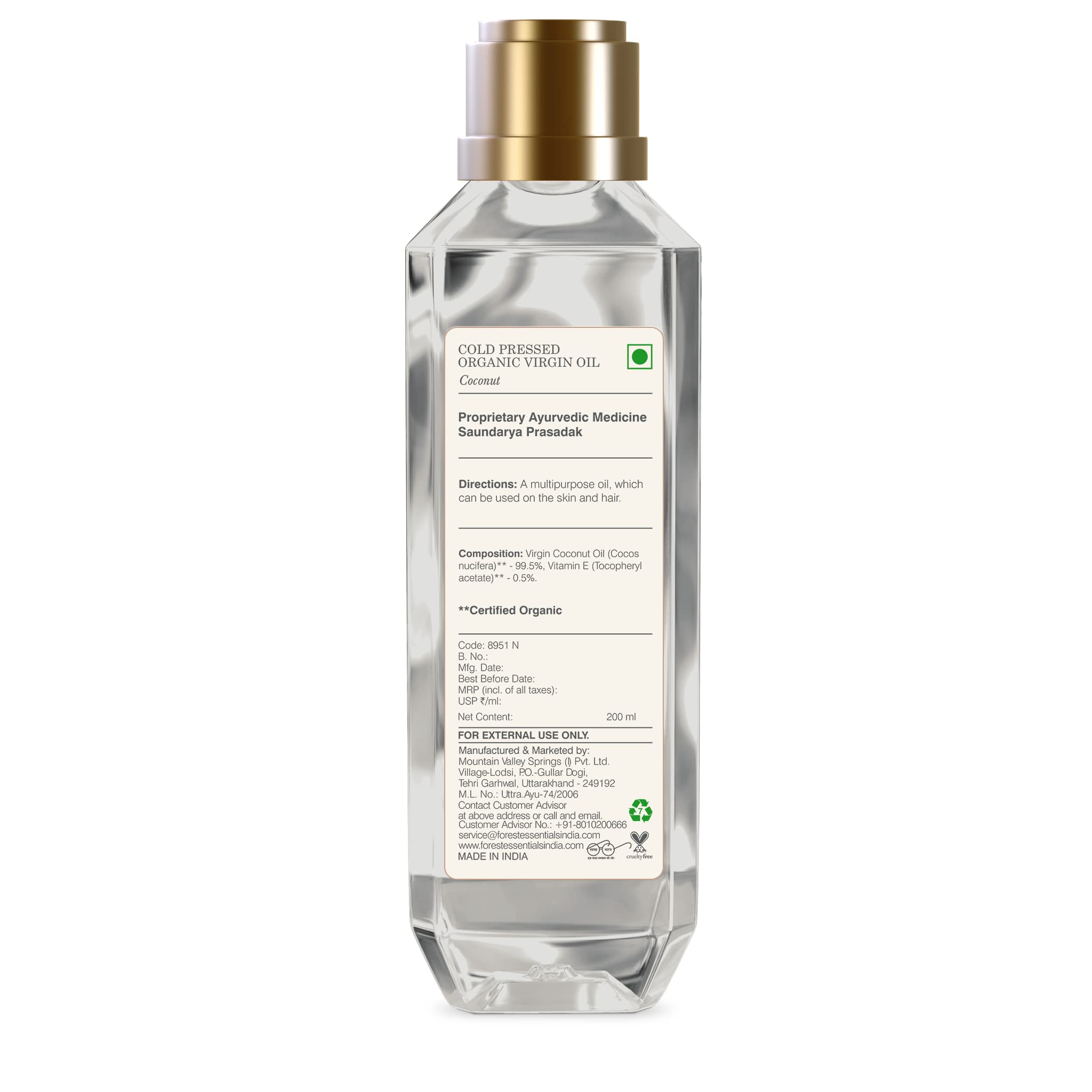 Forest Essentials Organic Cold Pressed Virgin Oil Coconut – view 5