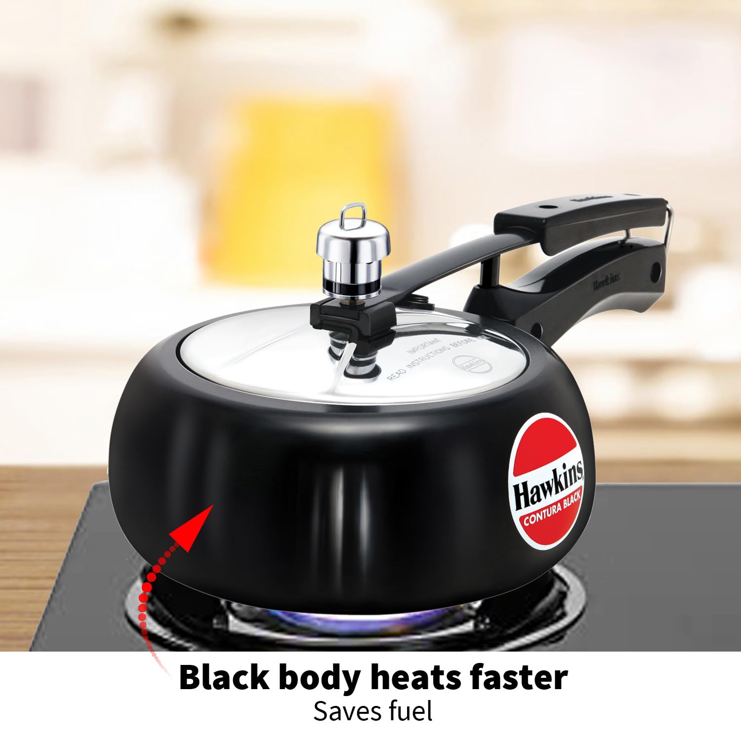 Hawkins 2 Litre Contura Black Pressure Cooker, Hard Anodised Inner Lid Cooker, Handi Cooker, Small Cooker, Black (CB20) – view 4