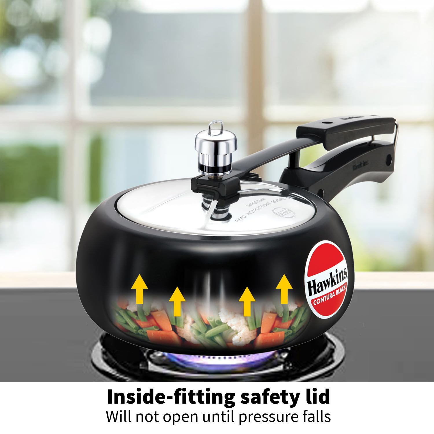 Hawkins 2 Litre Contura Black Pressure Cooker, Hard Anodised Inner Lid Cooker, Handi Cooker, Small Cooker, Black (CB20) – view 5