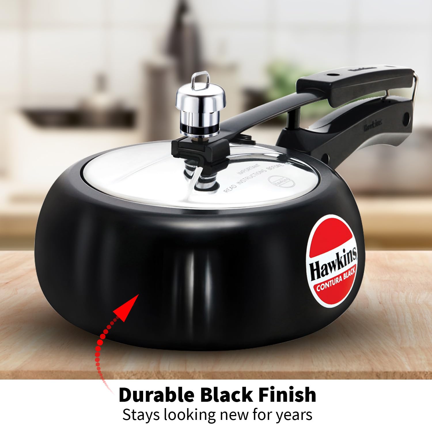 Hawkins 2 Litre Contura Black Pressure Cooker, Hard Anodised Inner Lid Cooker, Handi Cooker, Small Cooker, Black (CB20) – view 6