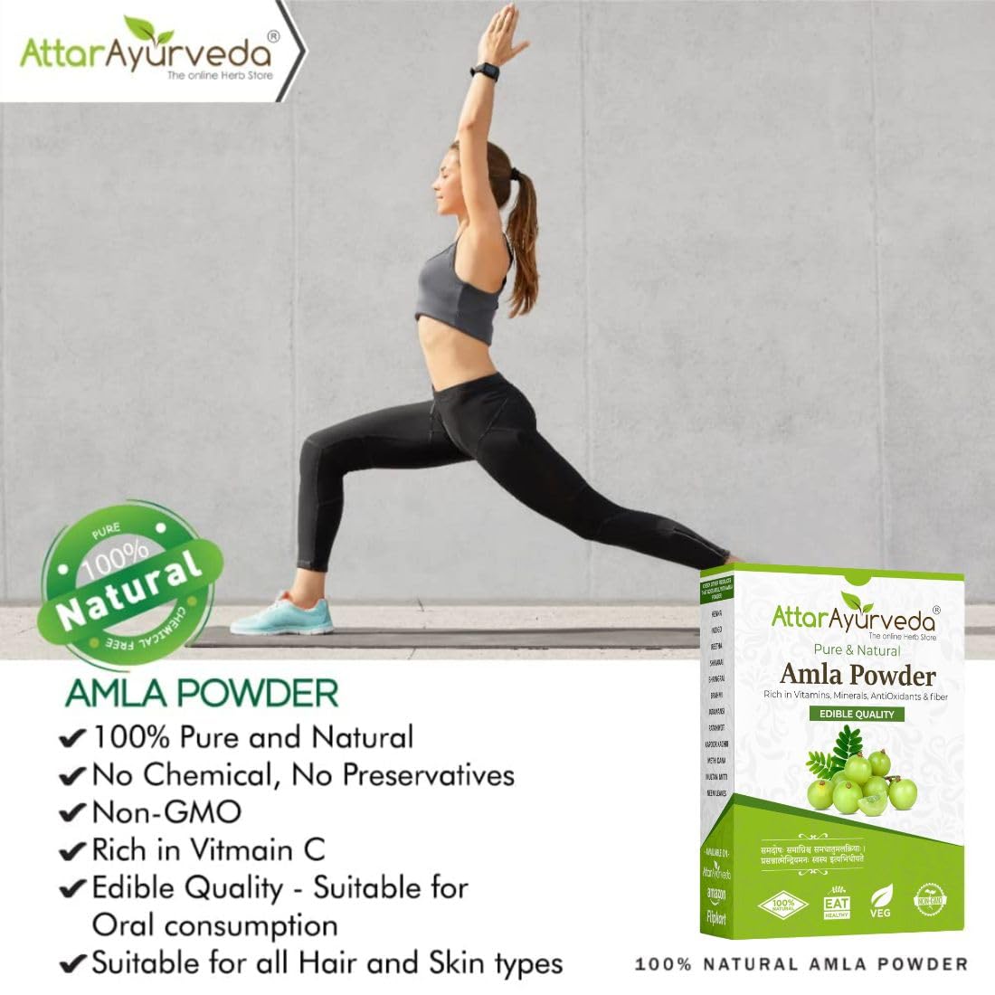 Attar Ayurveda Pure Amla Powder For Hair Growth (250 grams) – view 3