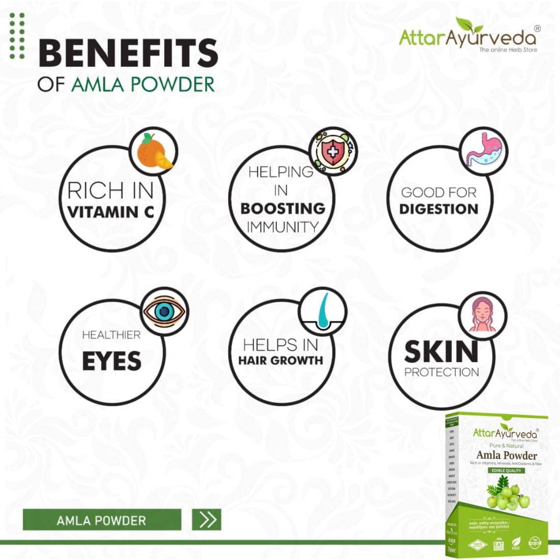 Attar Ayurveda Pure Amla Powder For Hair Growth (250 grams) – view 6