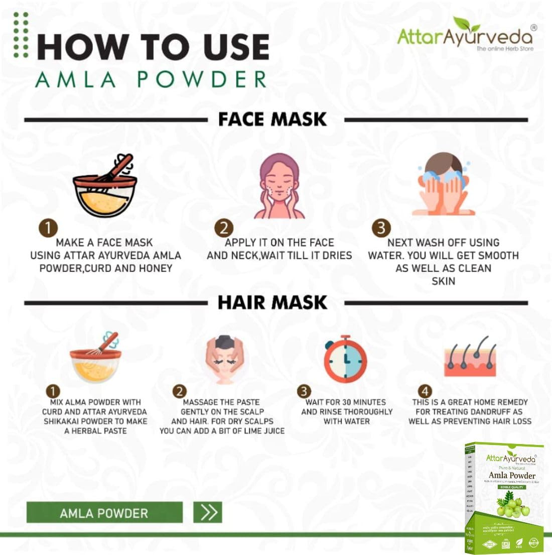Attar Ayurveda Pure Amla Powder For Hair Growth (250 grams) – view 7