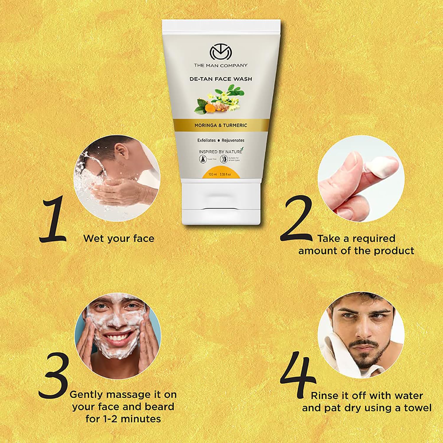 The Man Company De Tan Face Wash for Men with Turmeric & Moringa - 100 ml – view 5