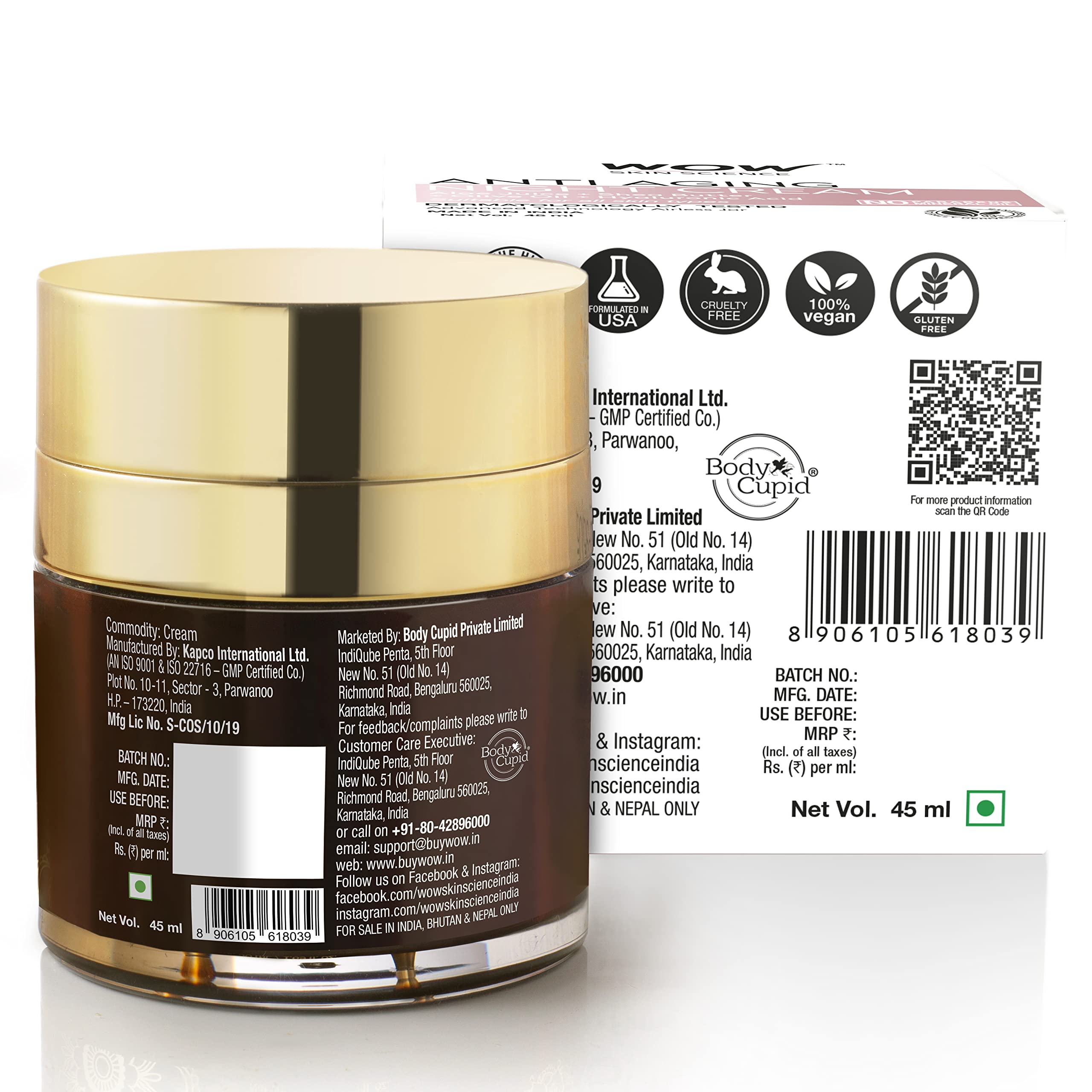 WOW Skin Science Cream Anti Aging No Parabens & Mineral Oil Night Cream, 50mL – view 3