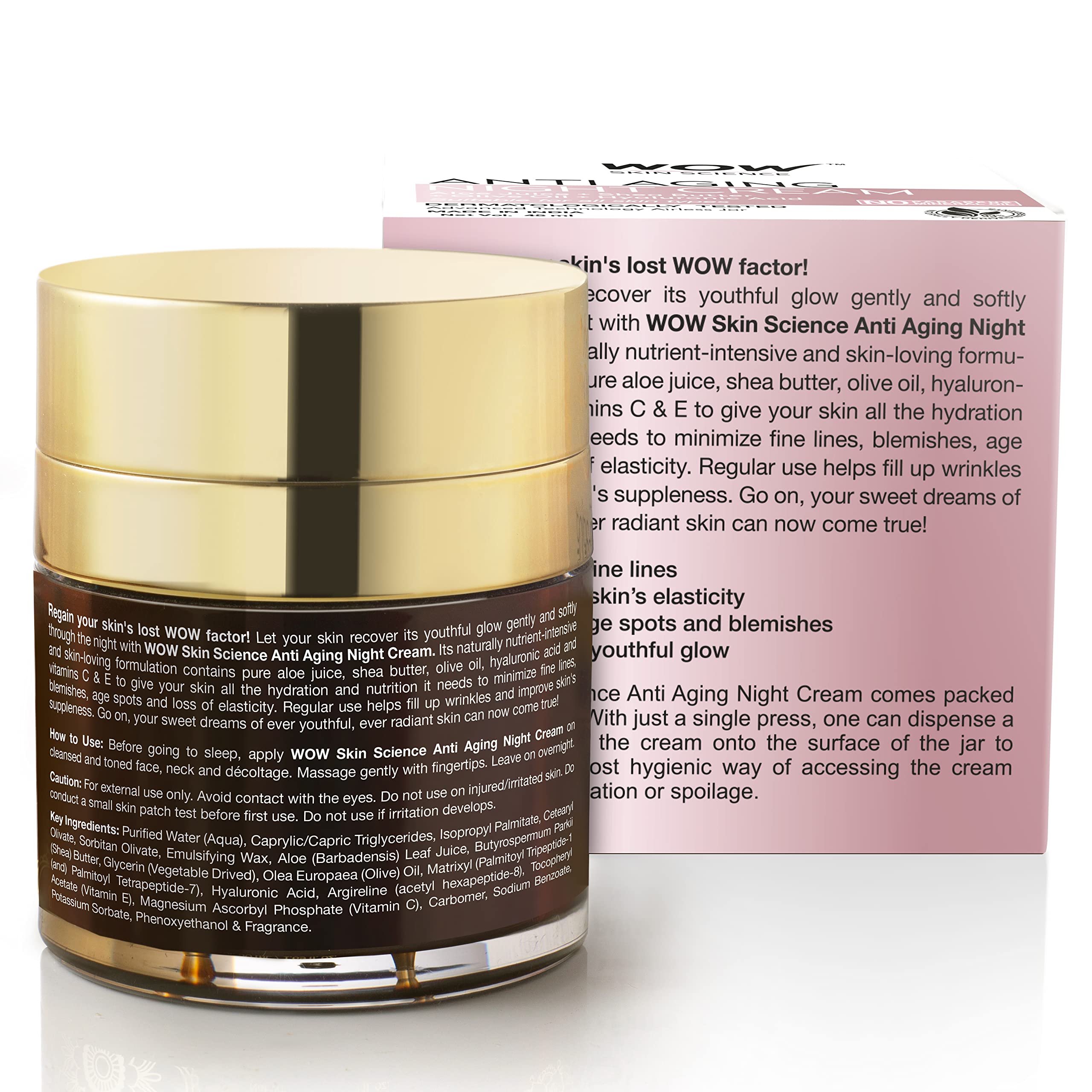 WOW Skin Science Cream Anti Aging No Parabens & Mineral Oil Night Cream, 50mL – view 4