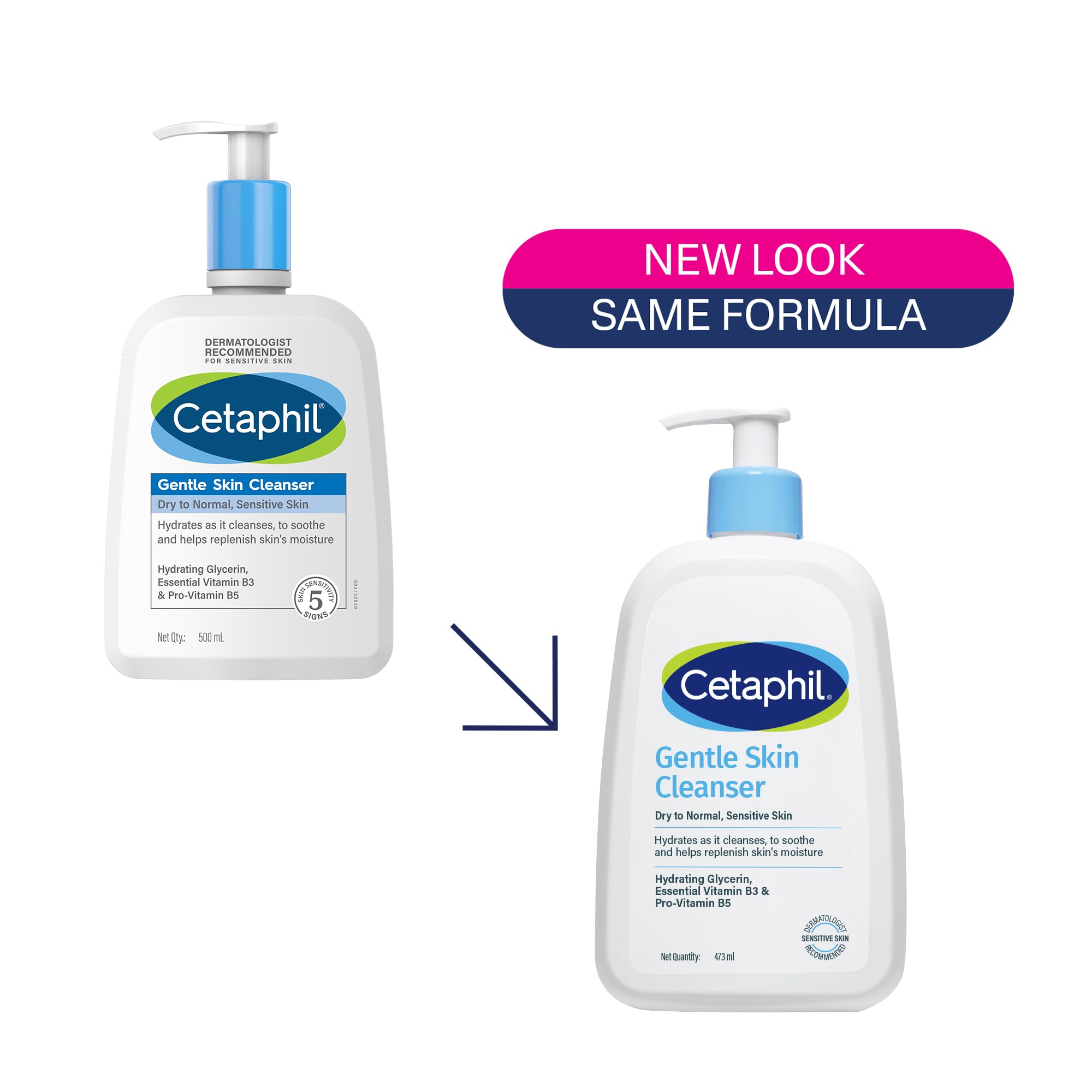 Cetaphil Gentle Skin Hydrating Face Wash 473ml, Paraben Free, Sulphate-Free Gentle Skin Hydrating Cleanser with Niacinamide, Vitamin B5 for Dry to Normal, Sensitive Skin – view 2