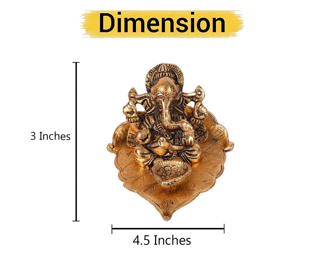 Collectible India Return Gift Ganesh Idol on Leaf - Lord Ganesha with Diya - Metal Diya for Diwali Decoration Items Home Decorative Gift Puja Gifts Corporate, Diwali Gift Item – view 5
