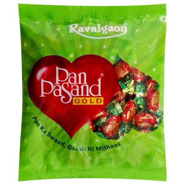 Oval paan-flavored candy in Ravalgaon Pan Pasand Gold bags