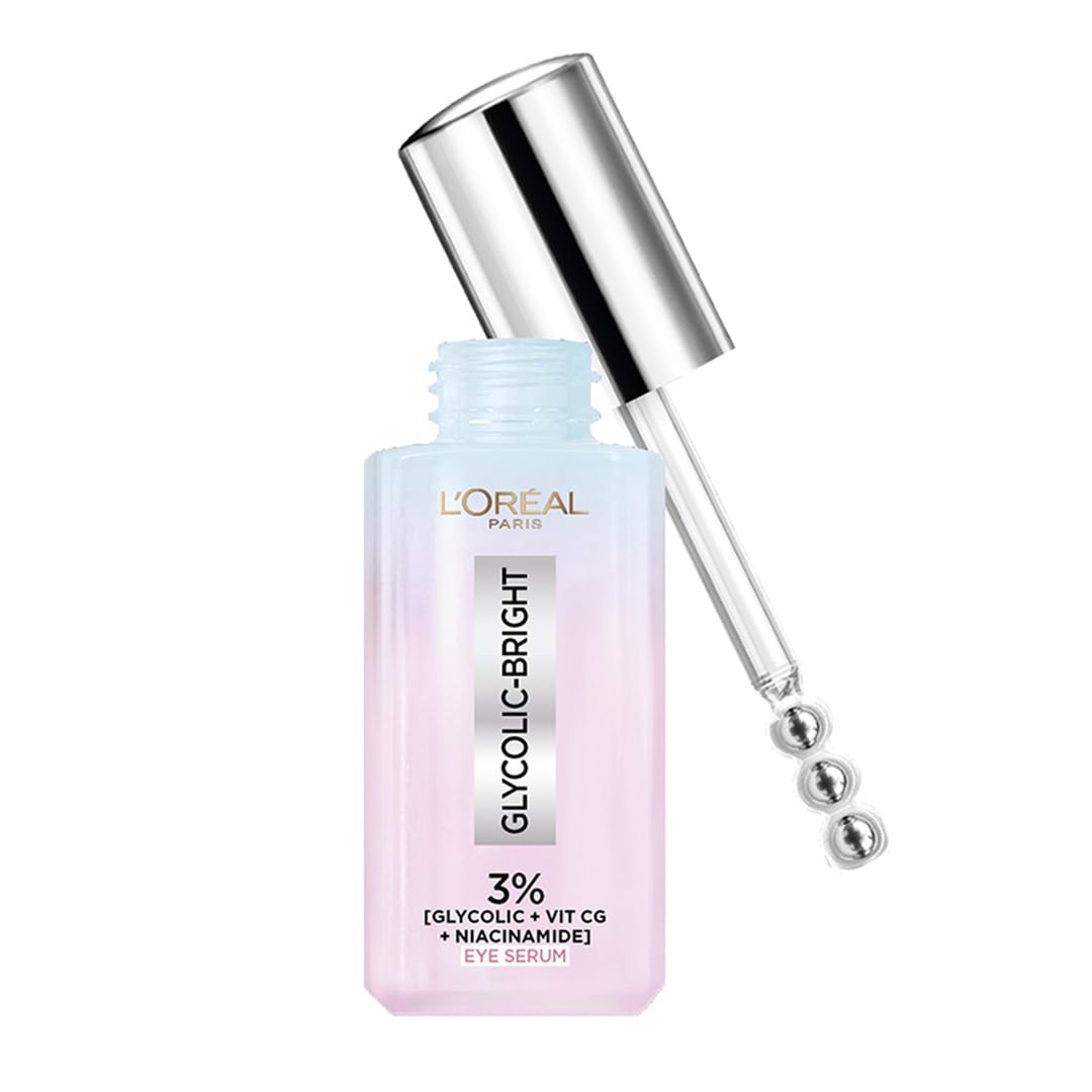 L'Oréal Paris Glycolic Bright Dark Circle Eye Serum with 3% [GLYCOLIC + VIT CG + NIACINAMIDE], 20ml