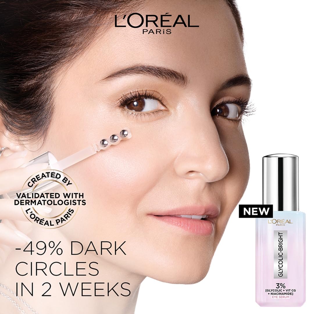 L'Oréal Paris Glycolic Bright Dark Circle Eye Serum with 3% [GLYCOLIC + VIT CG + NIACINAMIDE], 20ml – view 2