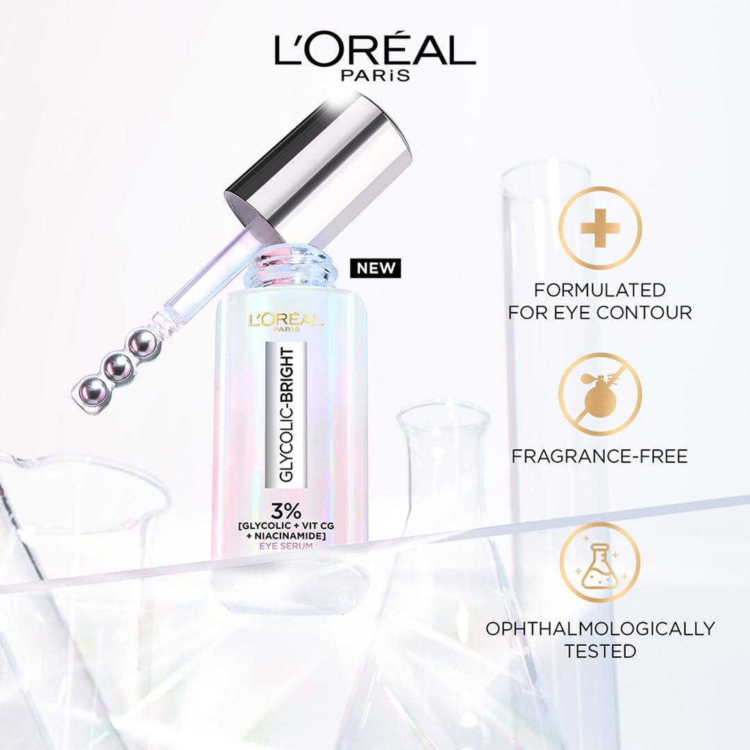 L'Oréal Paris Glycolic Bright Dark Circle Eye Serum with 3% [GLYCOLIC + VIT CG + NIACINAMIDE], 20ml – view 8