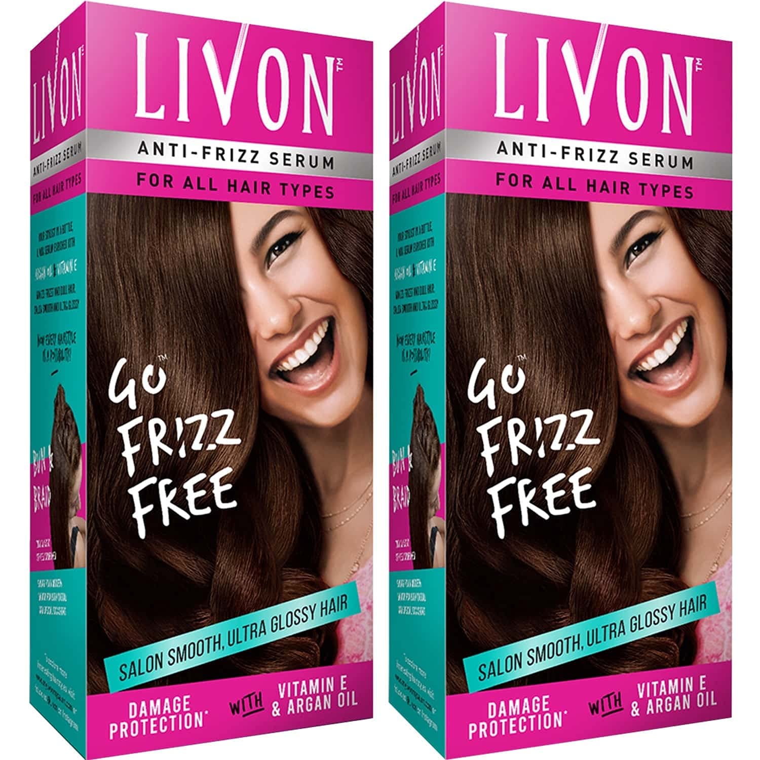 Two Livon argan oil hair serum 50 ml bottles